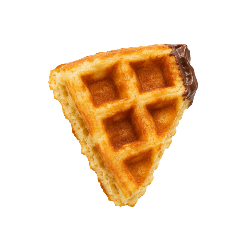 A crisp golden waffle bite